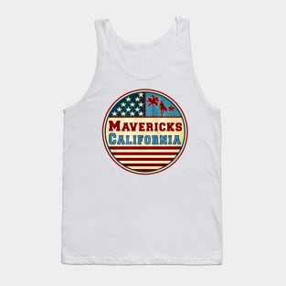 Mavericks California Ocean Surf Palms Surfer Surfing Tank Top